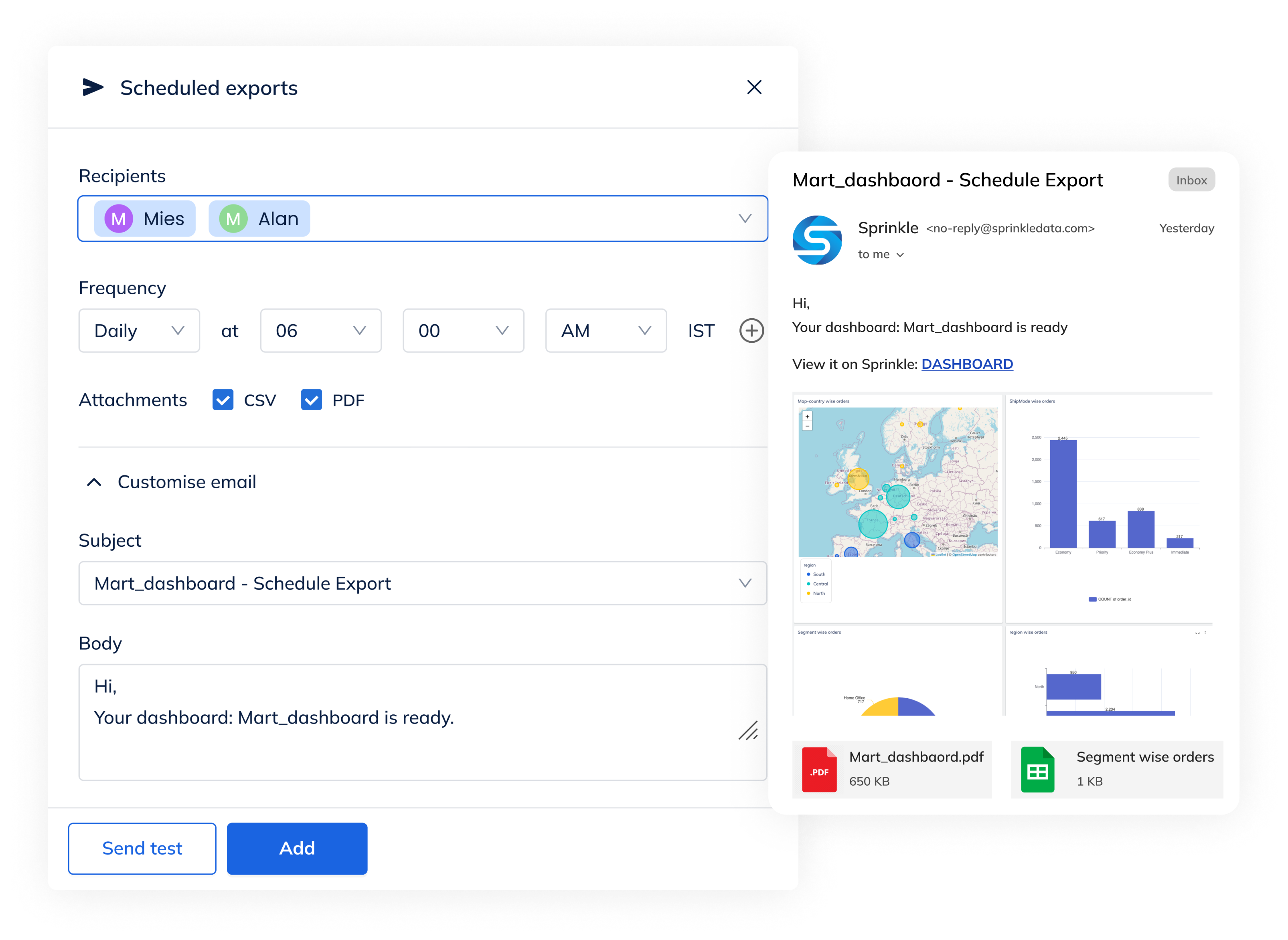 Scheduled email report mock